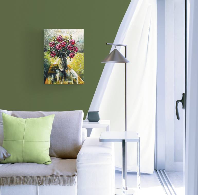 Original Art Deco Floral Painting by Tatjana Obuhova