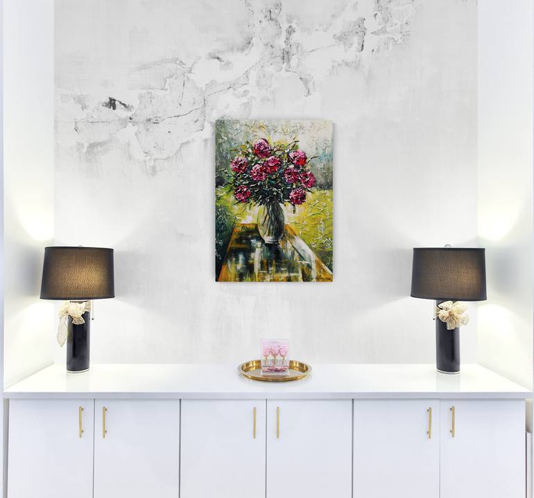 Original Art Deco Floral Painting by Tatjana Obuhova