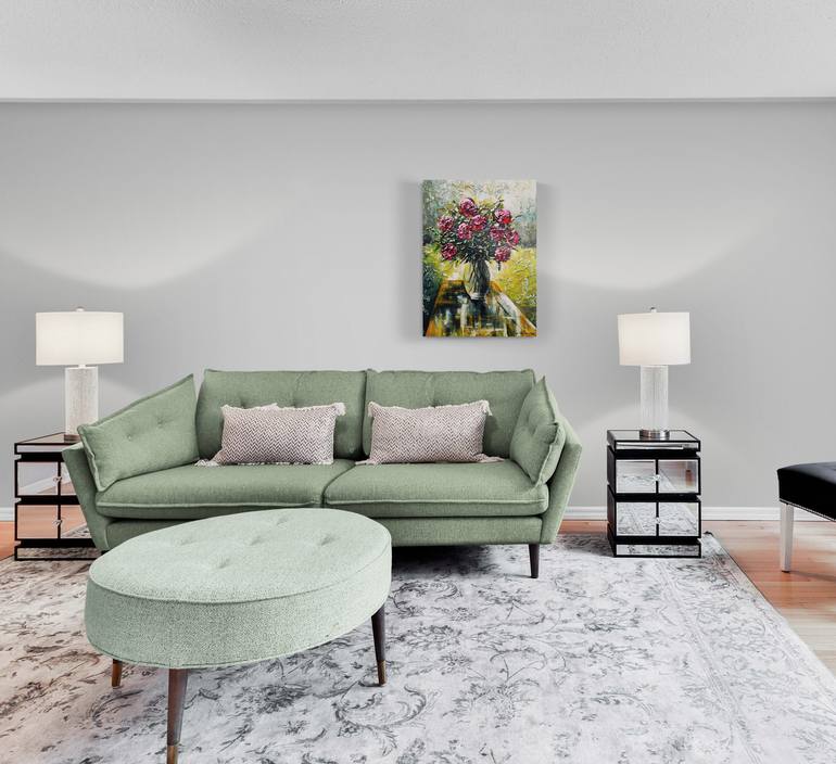 Original Art Deco Floral Painting by Tatjana Obuhova