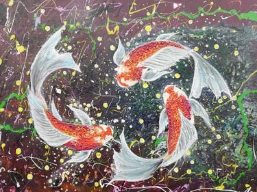 Original Abstract Expressionism Fish Paintings by Tatjana Obuhova