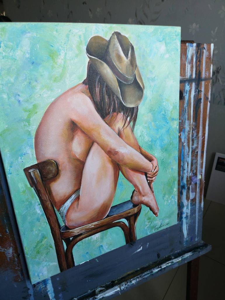 Original Fine Art Nude Painting by Tatjana Obuhova