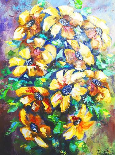 Print of Abstract Expressionism Floral Paintings by Tatjana Obuhova