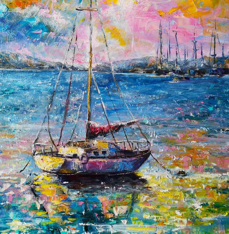 Original Dada Boat Painting by Tatjana Obuhova