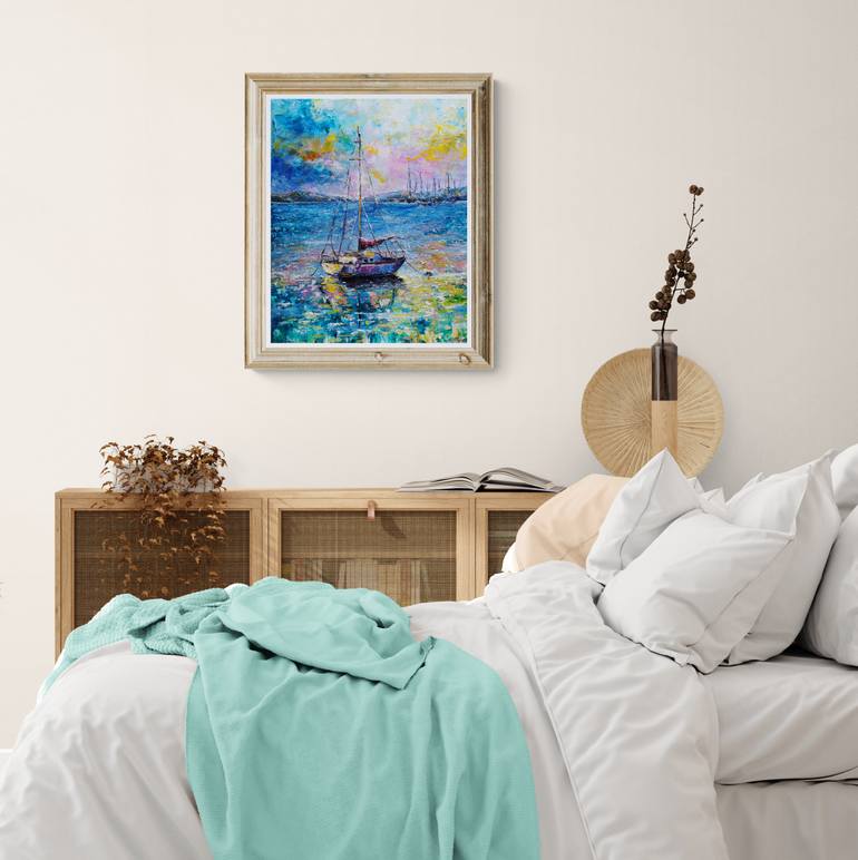 Original Dada Boat Painting by Tatjana Obuhova