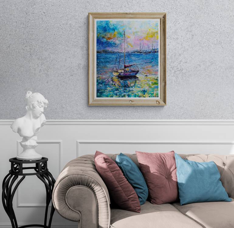 Original Dada Boat Painting by Tatjana Obuhova