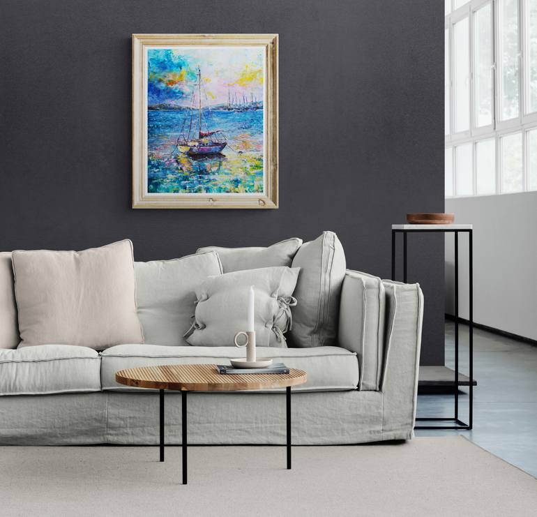 Original Dada Boat Painting by Tatjana Obuhova