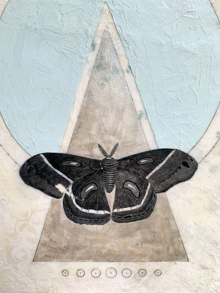 Animal Shield : Moth Hexagon Painting by Yasmin Youssef