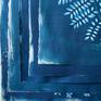 Examples of deckled edges, undulations, and unique blue variations of pieces in the collection.