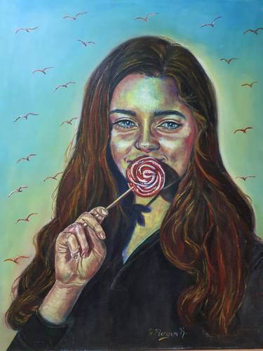 Print of Portraiture Children Paintings by Meryem Kartal