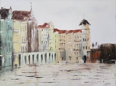 Original Expressionism Cities Painting by Olga Lavrova