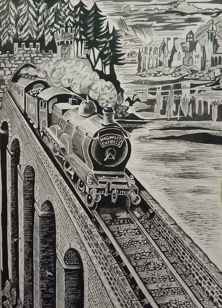 Hogwarts Express Drawing by kalsoom iftikhar | Saatchi Art