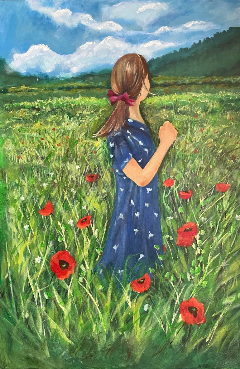 Original Art Deco Floral Painting by Ong Toon Wei