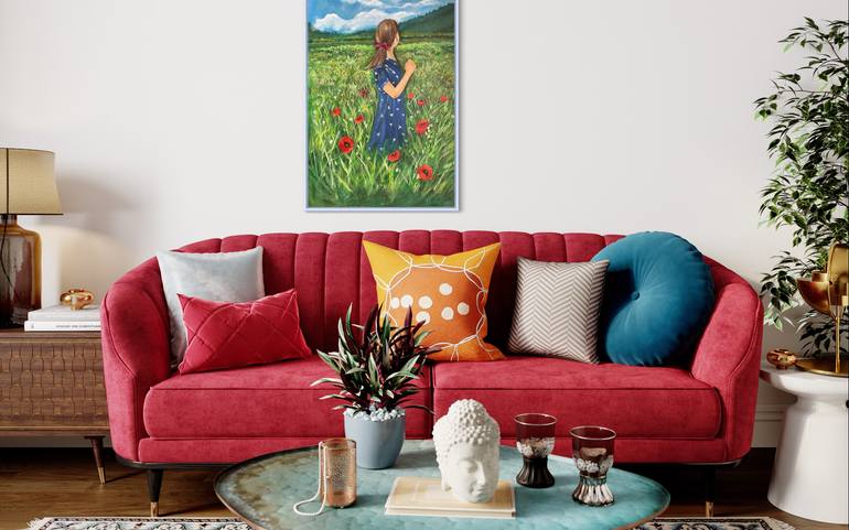 Original Art Deco Floral Painting by Ong Toon Wei