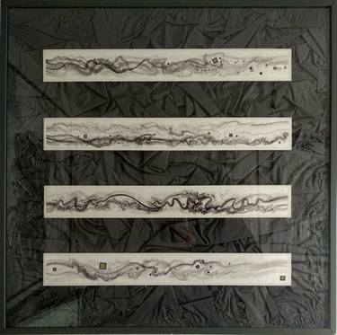 Original Black & White Abstract Mixed Media by Ilina Laurentiu