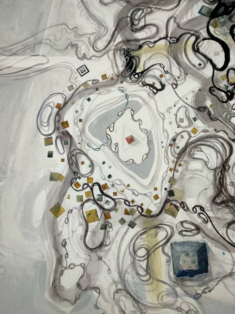 Original Abstract Science/Technology Mixed Media by Ilina Laurentiu