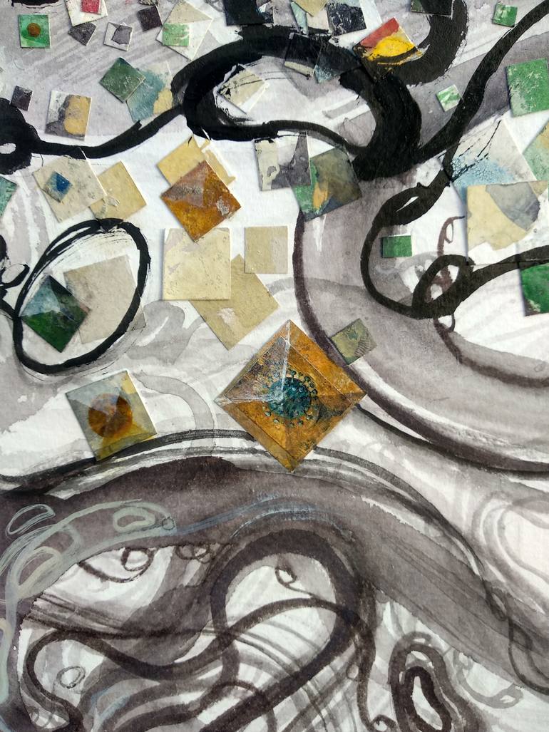 Original Abstract Science/Technology Mixed Media by Ilina Laurentiu