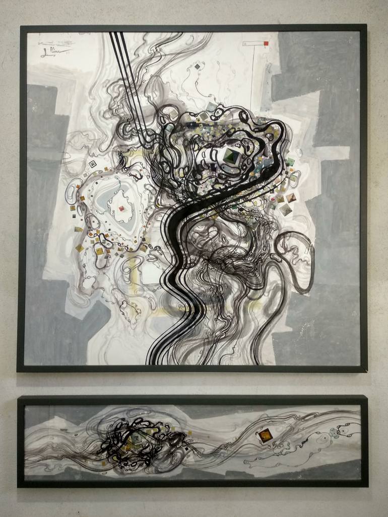 Original Abstract Science/Technology Mixed Media by Ilina Laurentiu