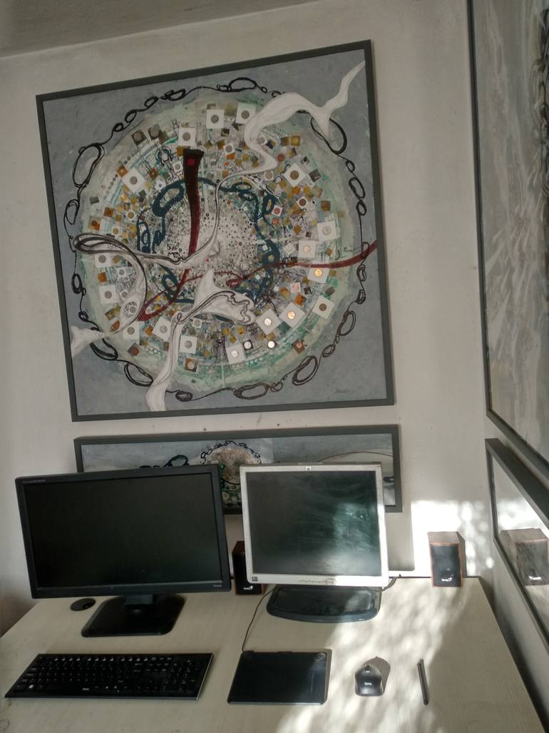 Original Conceptual Cities Mixed Media by Ilina Laurentiu