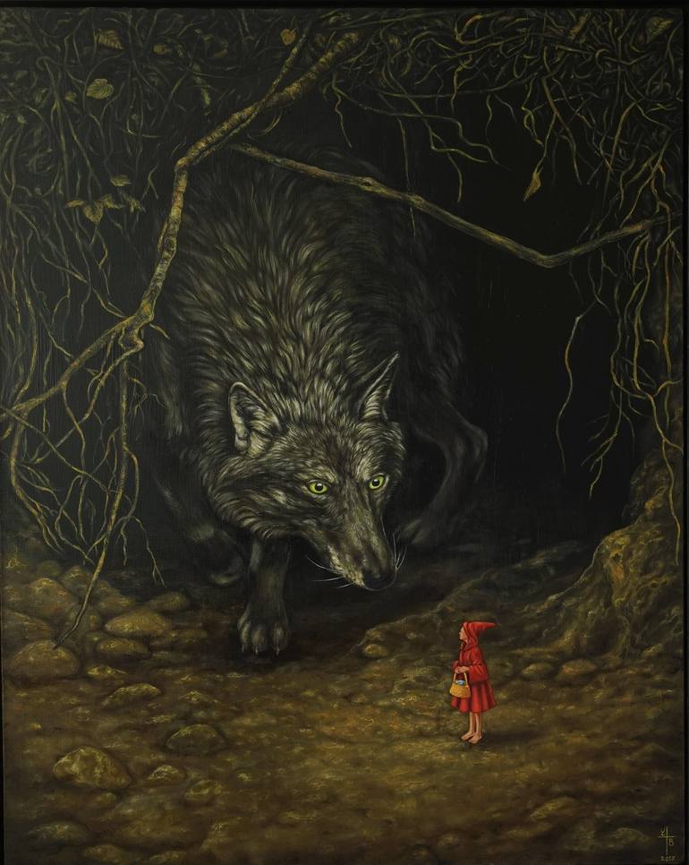 Red Riding Hood Painting by Yavuz Balkan | Saatchi Art