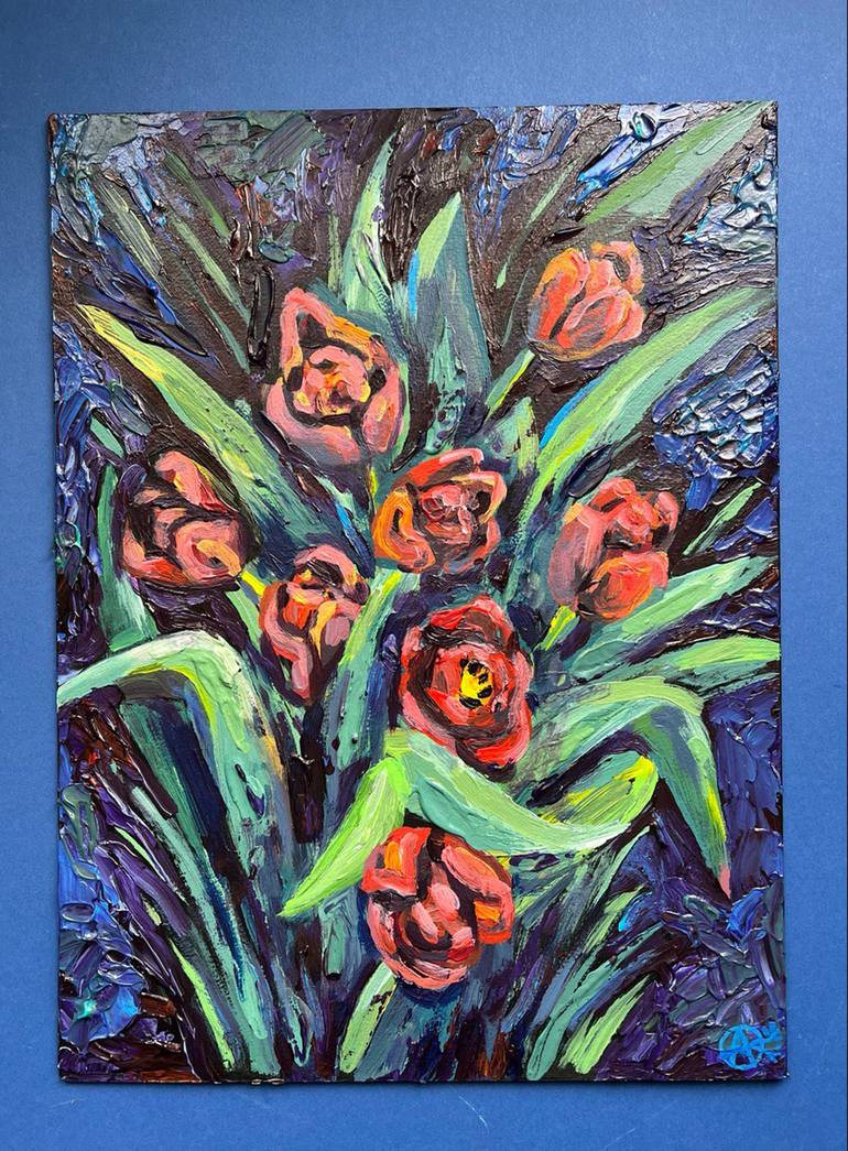 Original Abstract Expressionism Floral Painting by Anna Beglyakova