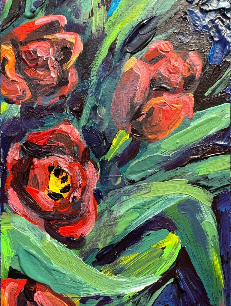 Original Abstract Expressionism Floral Painting by Anna Beglyakova