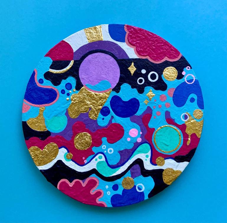 aesthetic painting on round canvas ✨️ #aestheticpainting #paintingide