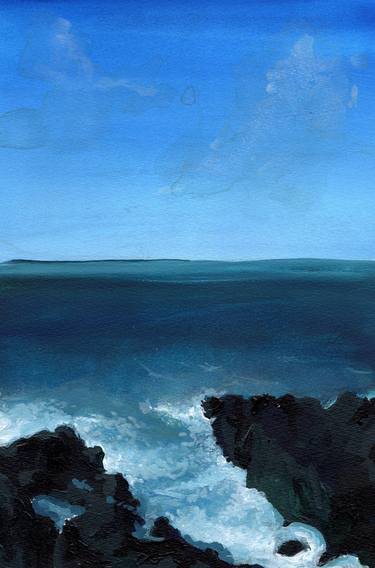 OCEAN BREEZE - Landscape painting on paper. Ocean breeze off the coast of Terceira. thumb