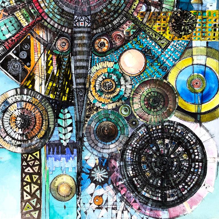 Original Geometric Abstract Painting by Mzerart Grg