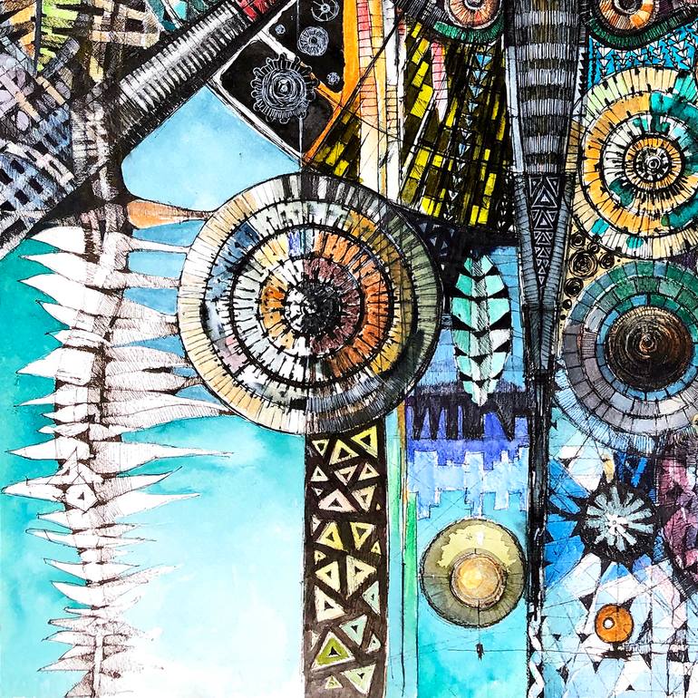 Original Geometric Abstract Painting by Mzerart Grg