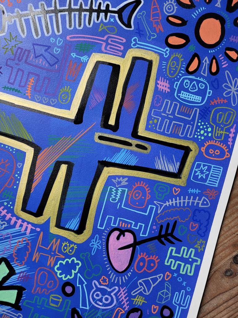 Original Pop Art Cartoon Painting by Well Well