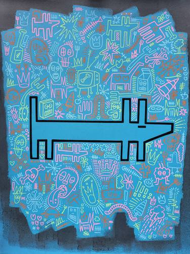 Original Street Art Dogs Paintings by Well Well