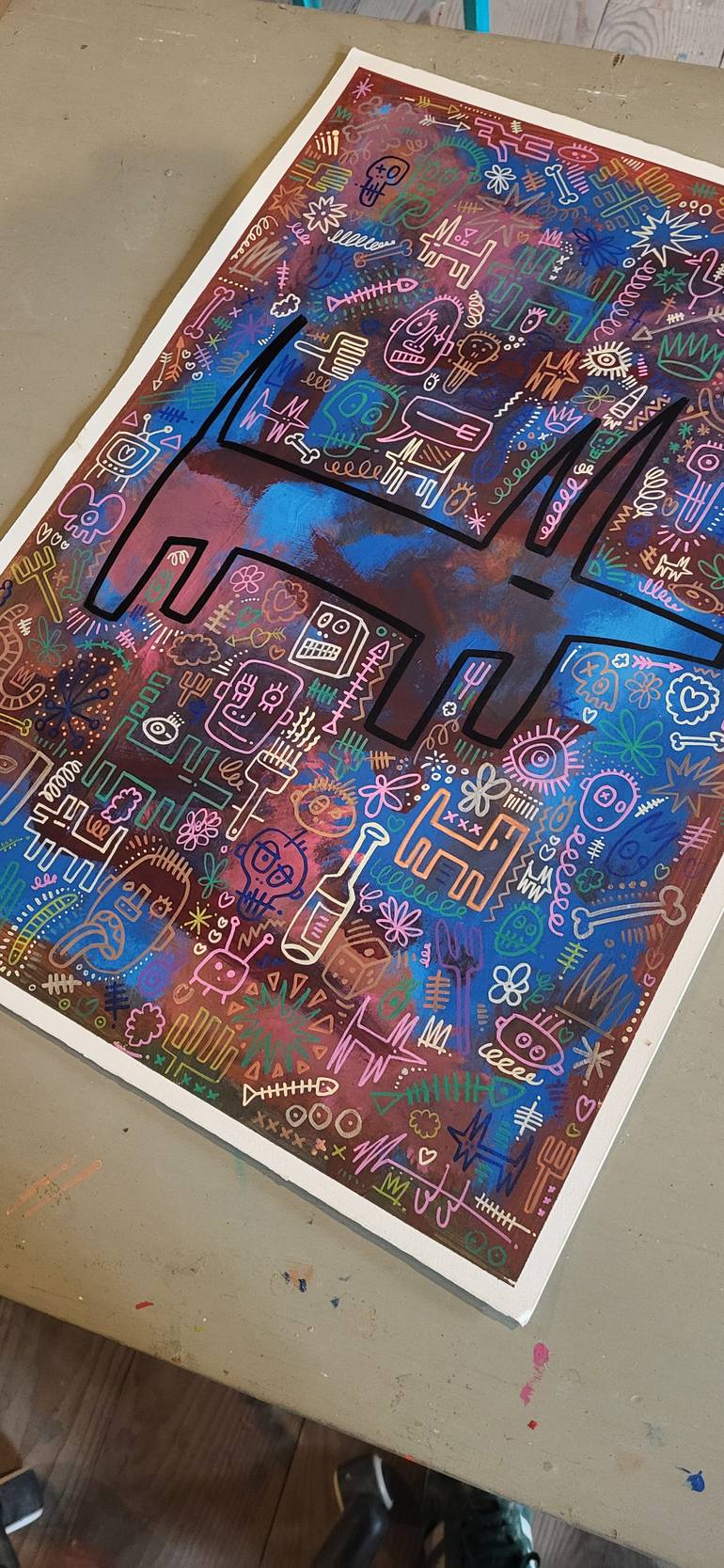 Original Street Art Animal Painting by Well Well