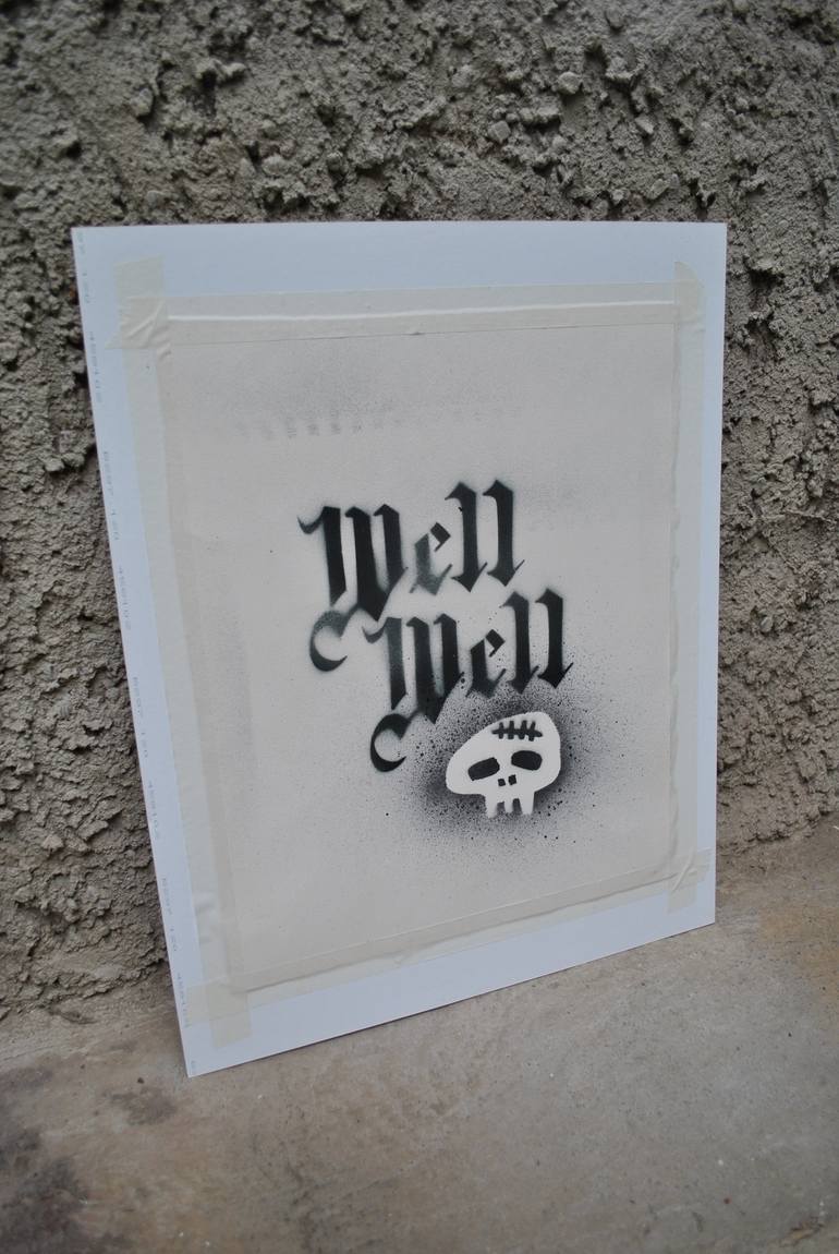 Original Street Art Graffiti Drawing by Well Well