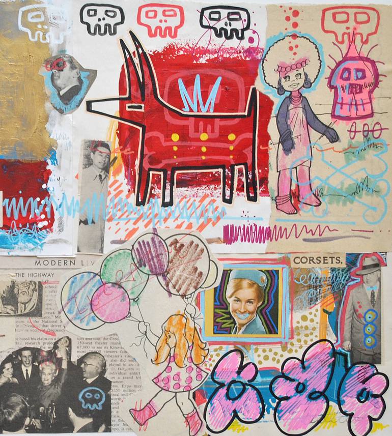 Original Modern Graffiti Collage by Well Well