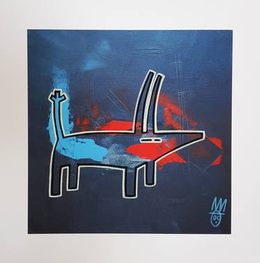 Abstract Dog in Red and Blue thumb