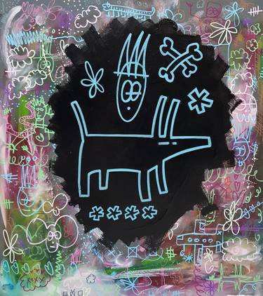 Original Pop Art Dogs Paintings by Well Well