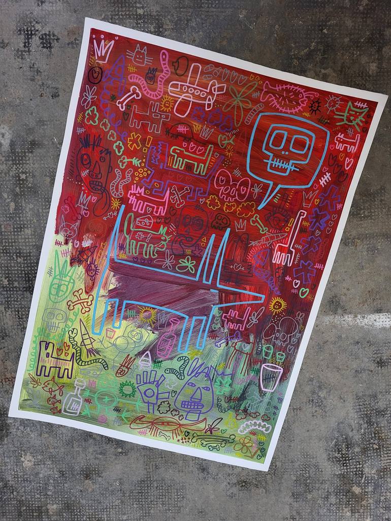 Original Pop Art Graffiti Painting by Well Well