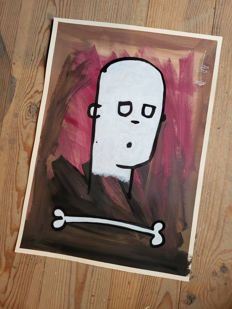 Original Street Art Cartoon Painting by Well Well