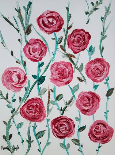 Print of Surrealism Floral Paintings by Ramsha Soofi