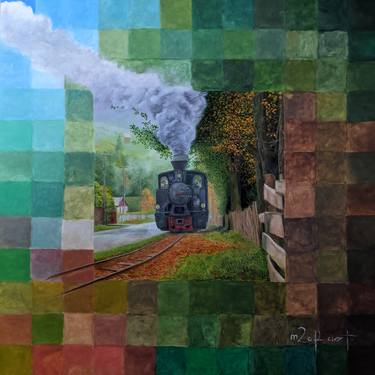 Print of Train Paintings by Piotr Grzechowski