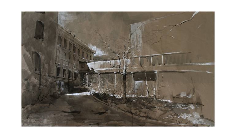 Original Figurative Cities Drawing by Volodymyr Gonchar