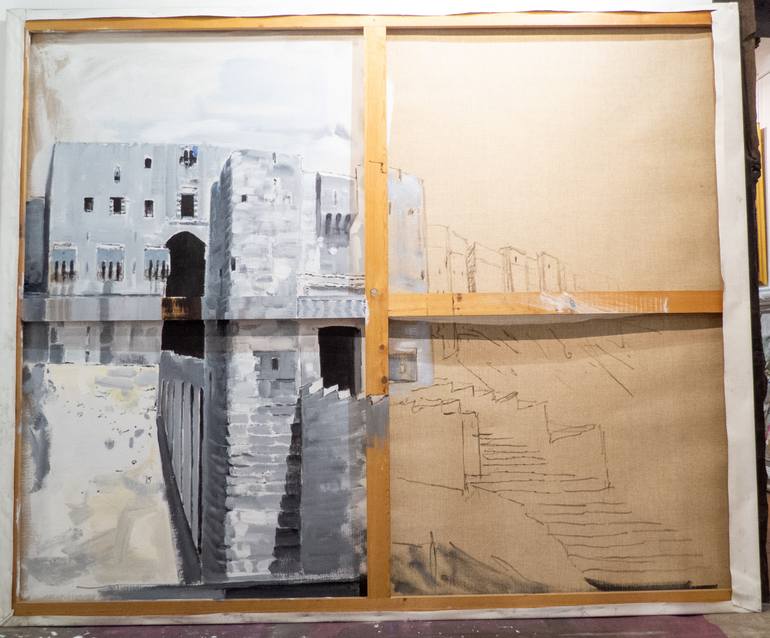 Original Documentary Architecture Painting by Angel Uranga