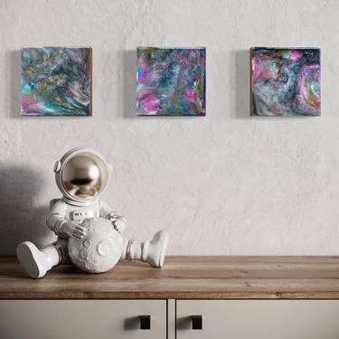 Cosmic - Set of 3 Miniature Resin Paintings thumb