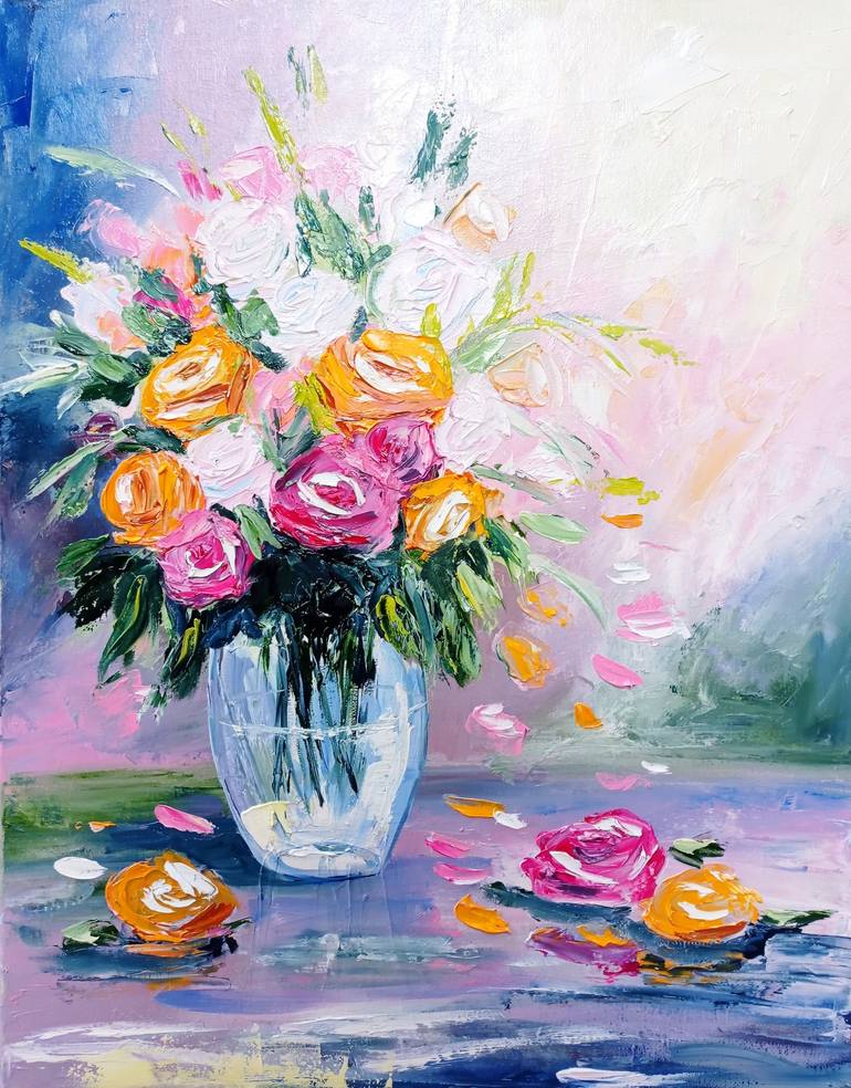 Roses in a vase #2 Painting by Anastasiia Sutula | Saatchi Art