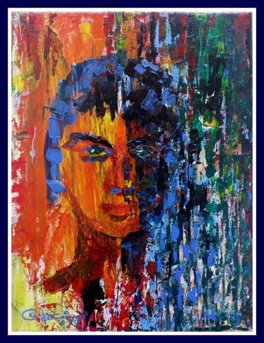 Original Abstract Expressionism Portrait Painting by Simeon Dermentzidis