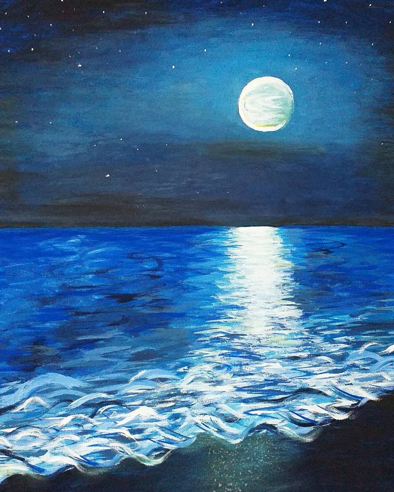 Il mare di notte Painting by Maria Florea | Saatchi Art