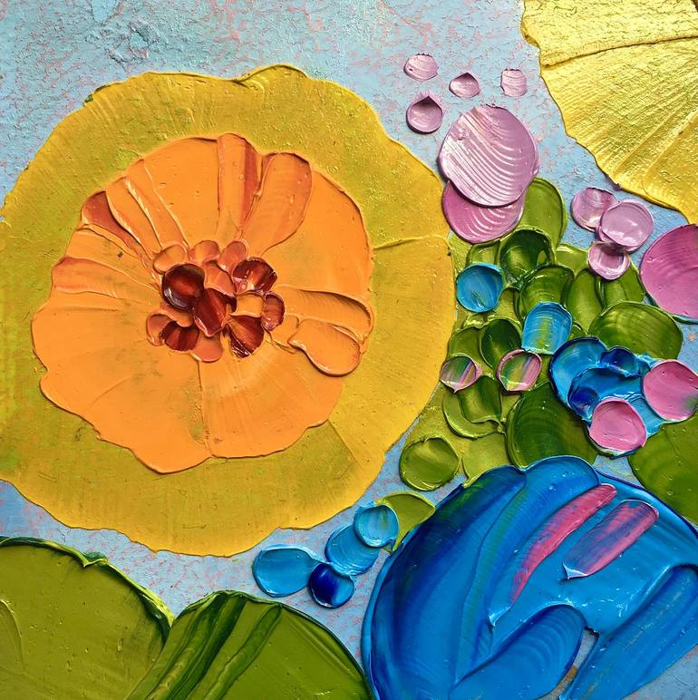 Original Abstract Expressionism Floral Painting by Elana Solodka