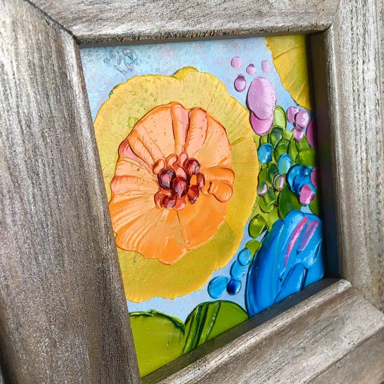 Original Abstract Expressionism Floral Painting by Elana Solodka