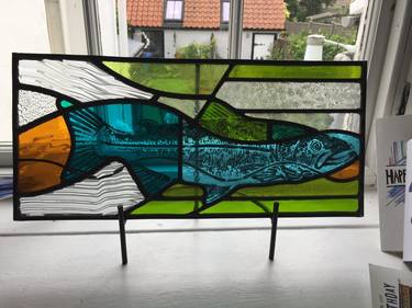 Stained glass painted fish thumb