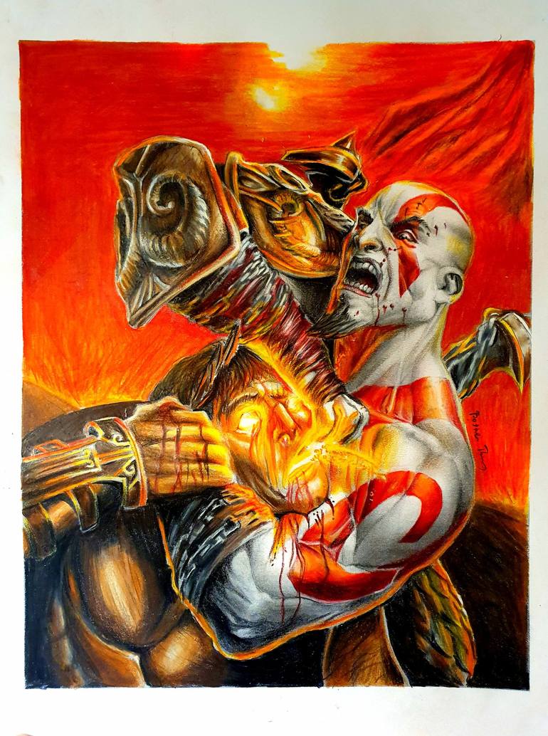 kratos god of war drawings